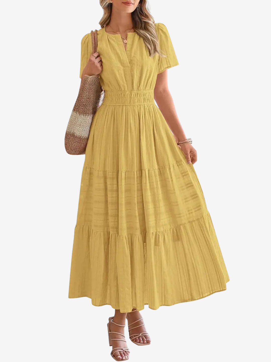 Curve-Defining Cinch Maxi Dress (No-Cling, Flowy Fit)