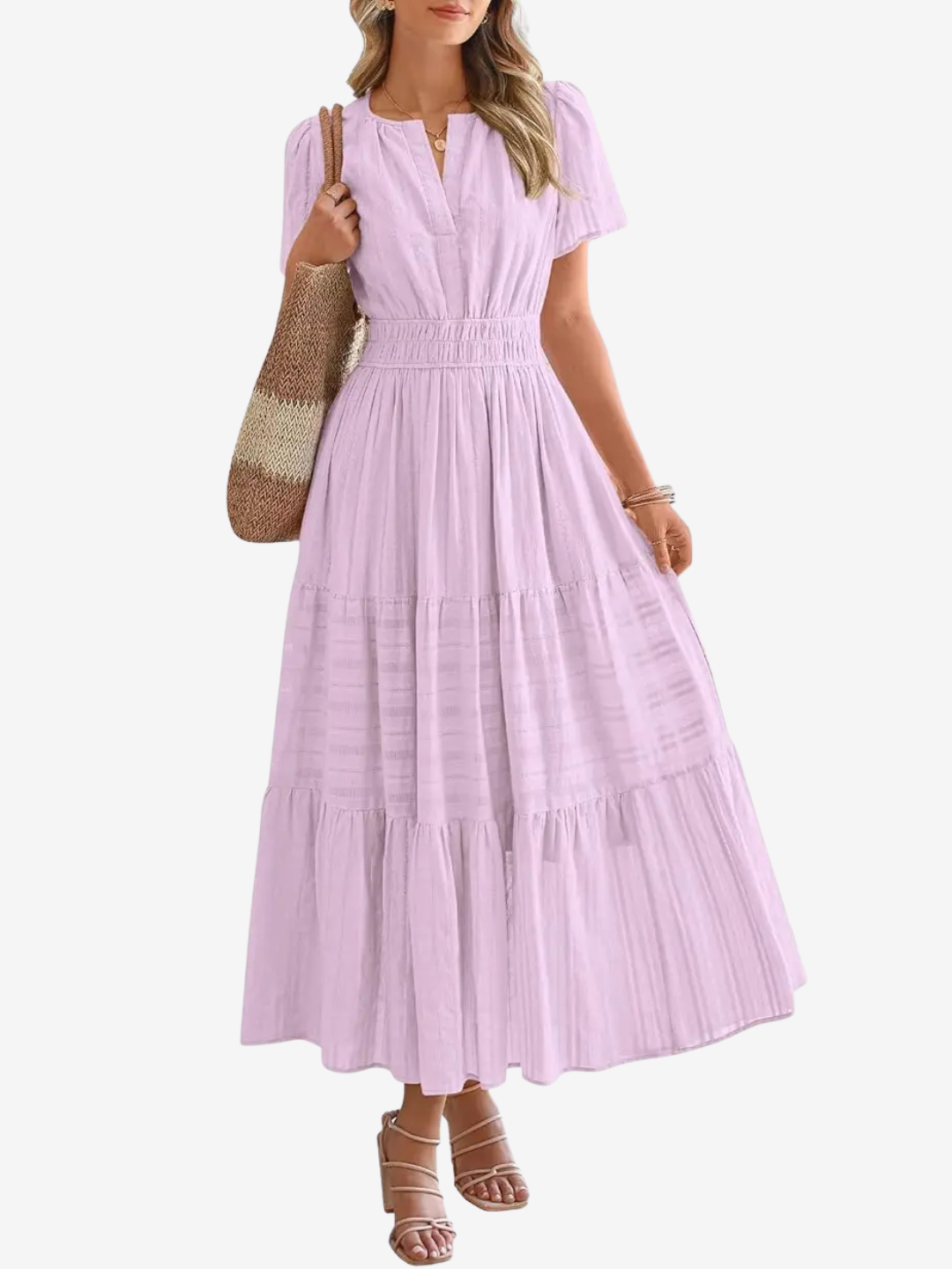 Curve-Defining Cinch Maxi Dress (No-Cling, Flowy Fit)