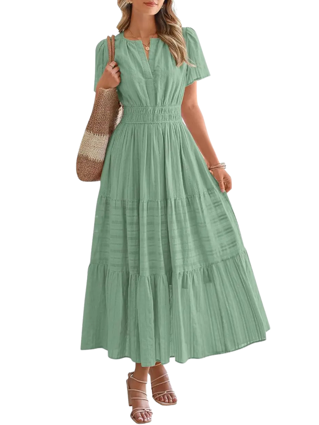 Curve-Defining Cinch Maxi Dress (No-Cling, Flowy Fit)