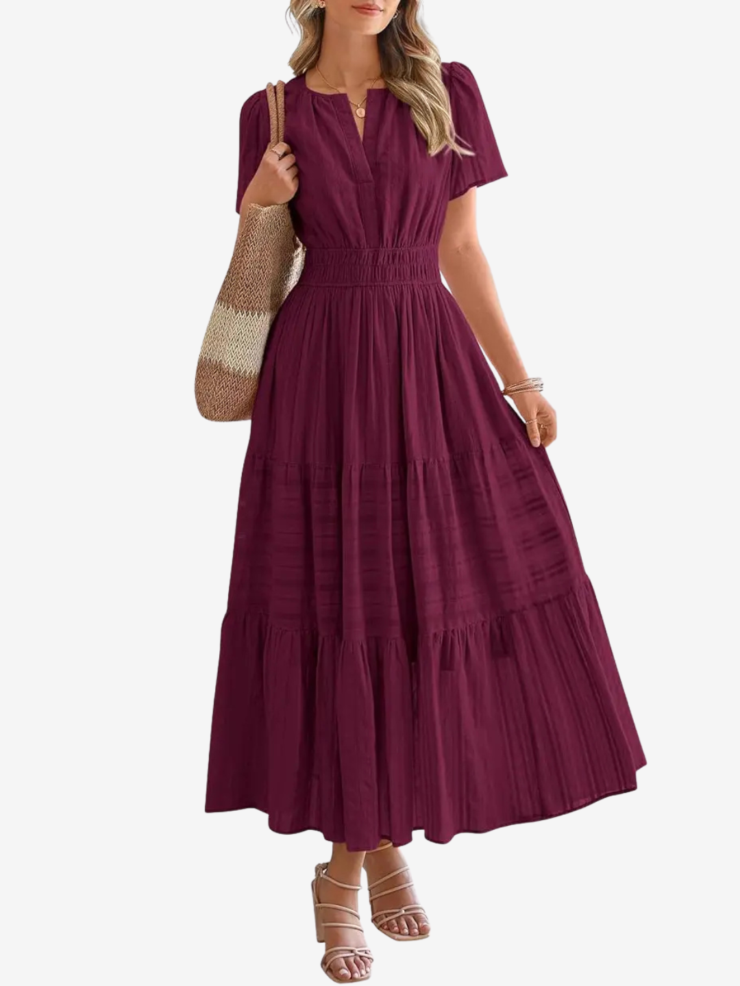 Curve-Defining Cinch Maxi Dress (No-Cling, Flowy Fit)