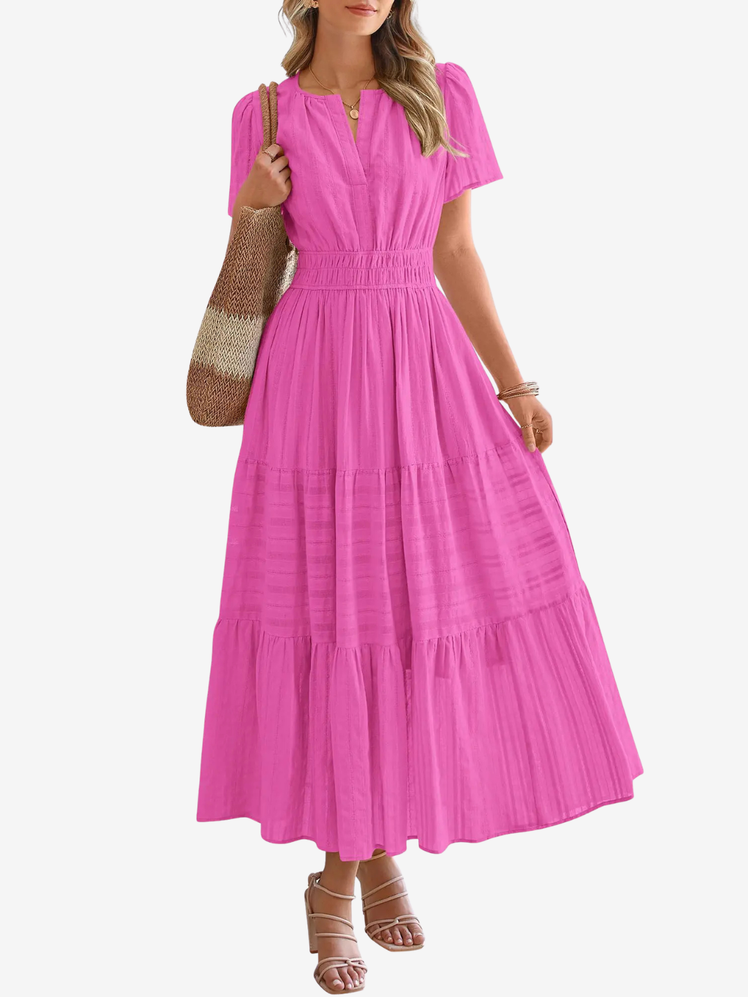 Curve-Defining Cinch Maxi Dress (No-Cling, Flowy Fit)