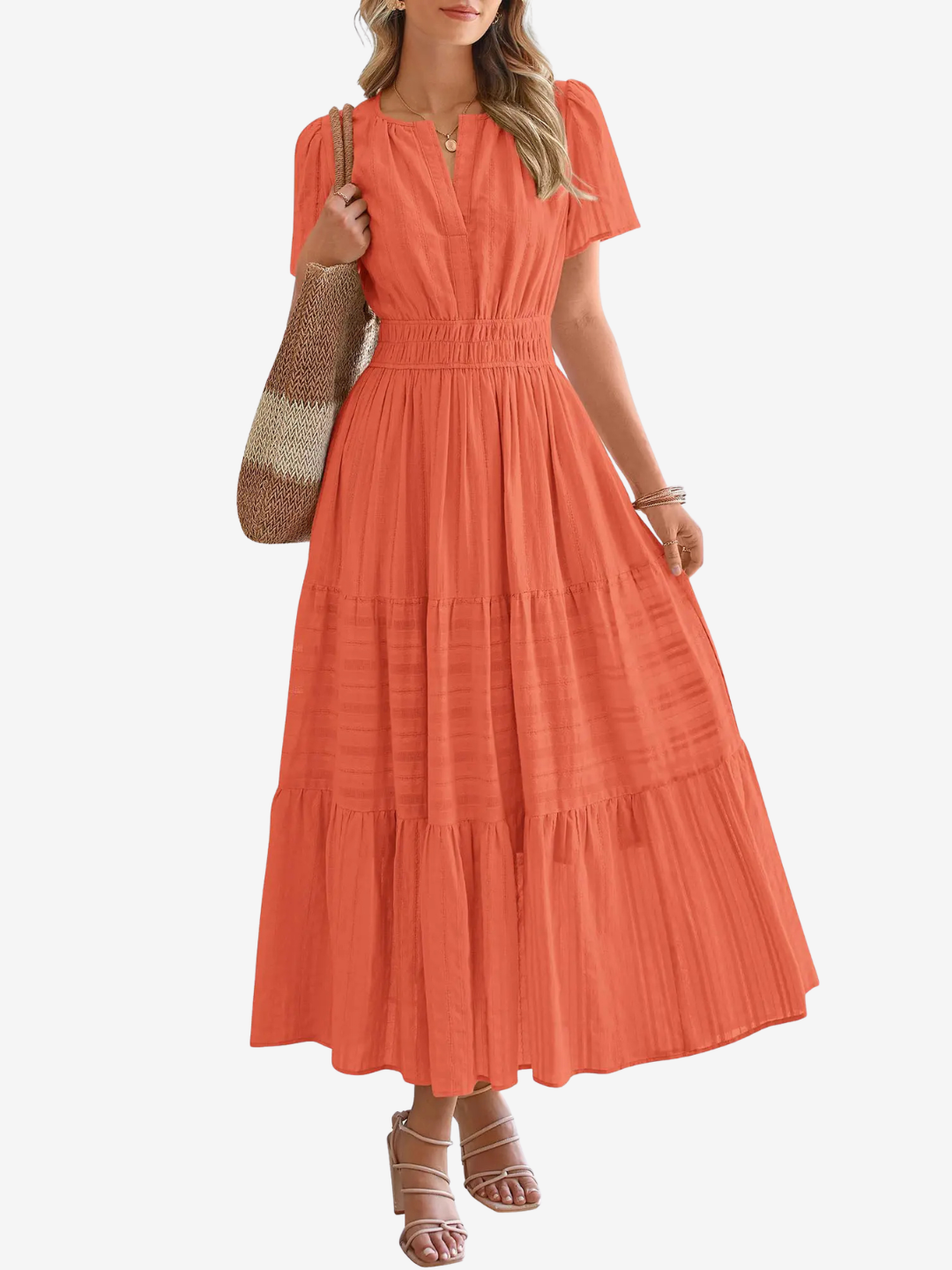 Curve-Defining Cinch Maxi Dress (No-Cling, Flowy Fit)