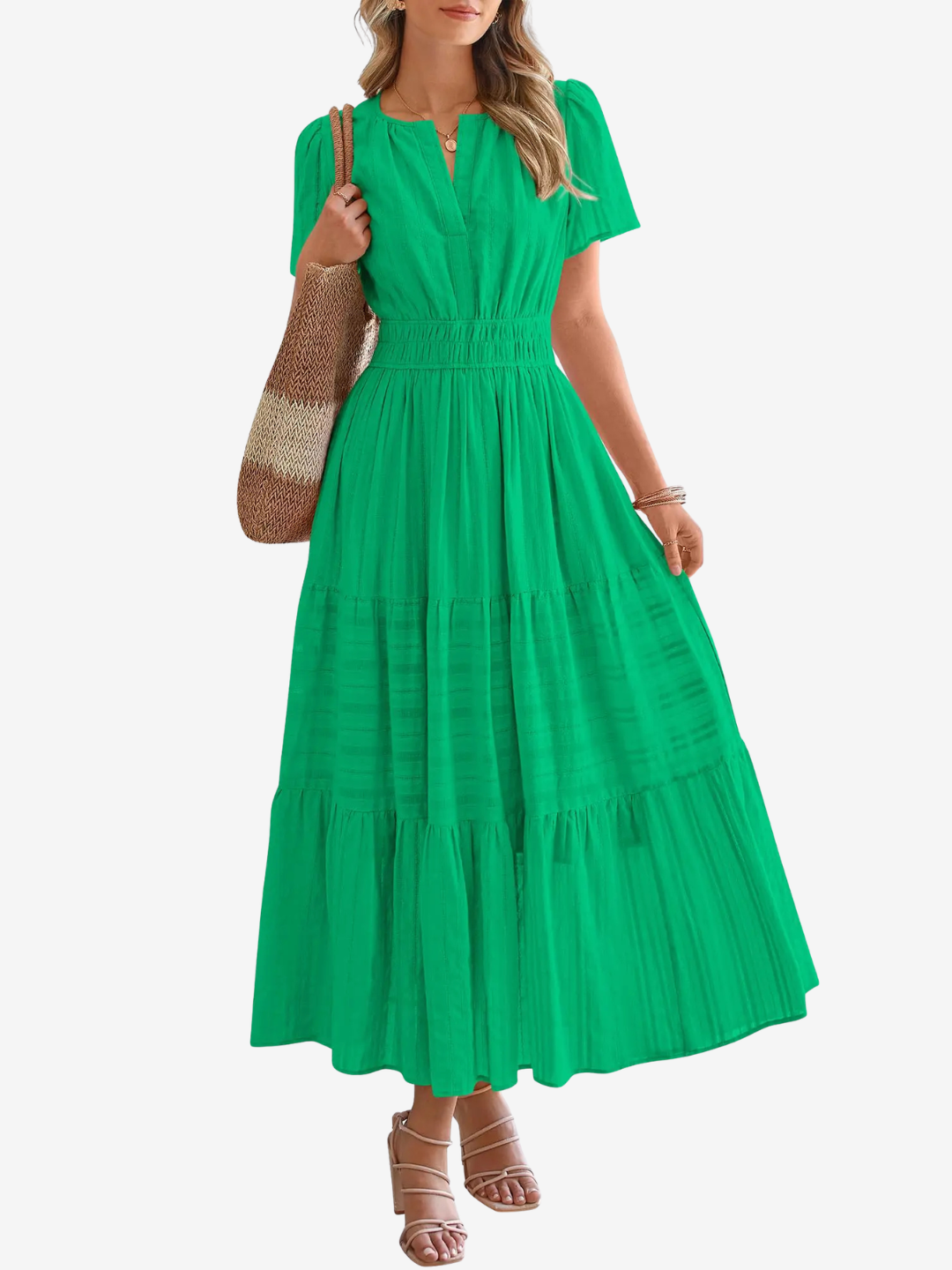 Curve-Defining Cinch Maxi Dress (No-Cling, Flowy Fit)