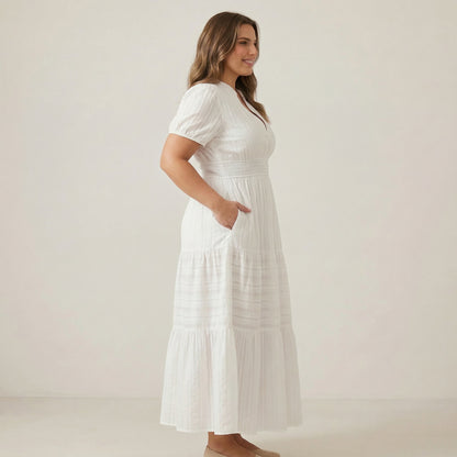 Curve-Defining Cinch Maxi Dress (No-Cling, Flowy Fit)